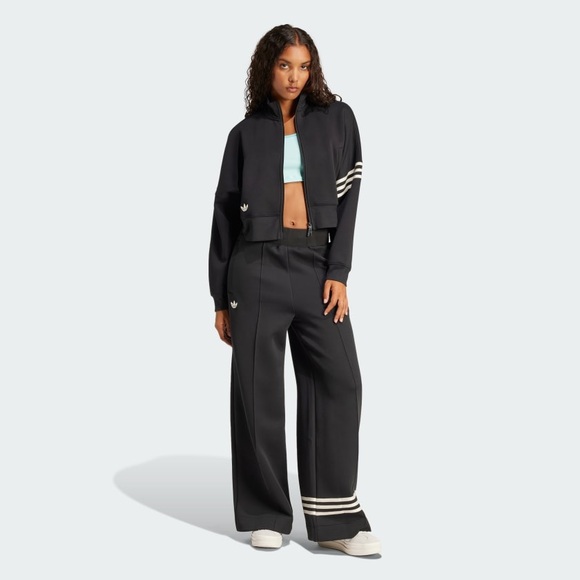 Adidas ADICOLOR NEUCLASSICS TRACK PANTS Wide Leg Black / White Stripes  Size L - Picture 1 of 9
